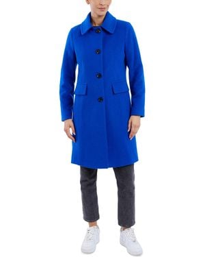 Anne Klein Collared Button-front Walker Coat - Blue