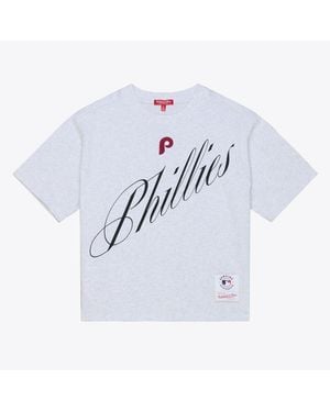 Mitchell & Ness Philadelphia Phillies Script Cropped Boxy T-shirt - White