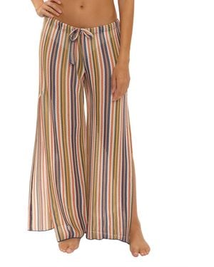 Becca Seaside Stretch Crochet Split Leg Swim Cover-up Pants - Brown