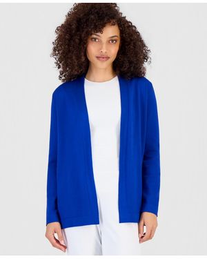 Anne Klein Essentials Ak Anne Klein Petite Newport Open-front Cardigan - Blue