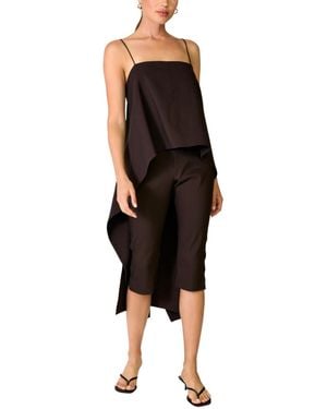 Line & Dot Square Neck Sleeveless Top - Black