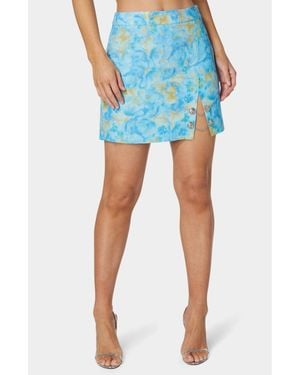 Bebe Chain Slit Mini Skirt - Blue