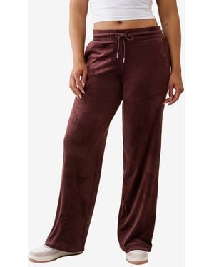 TRUE RELIGION Crystal Velour Straight Leg Pants - Red
