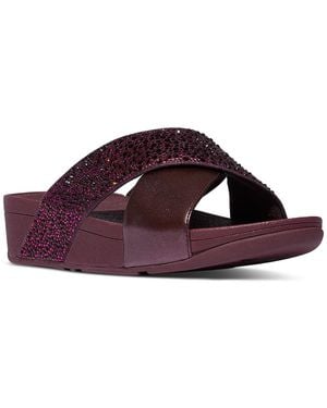 Fitflop Lulu Crystal Mix Metallic Cross Slide - Purple