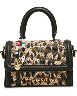 Madden Girl Davinas Straw Mini Top Handle Satchel Handbag - Black