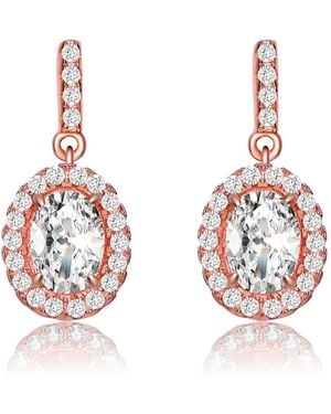 Rachel Glauber 18k Rose Gold Plated Cubic Zirconia Dangle Earrings - Red