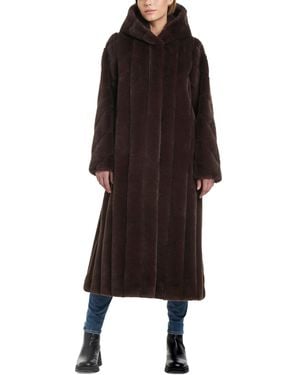 Jones New York Hooded Faux-fur Maxi Coat - Black