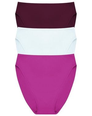 Natori Bliss Bare Cotton High Cut Brief 3-pack - Purple