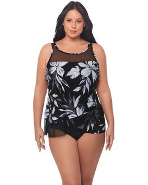 Miraclesuit Plus Size Fiore Di Luna Mirage Underwire Tankini Top - Black