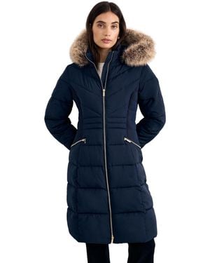 Phase Eight Amber Hooded Midi Puffer Jacket - Blue