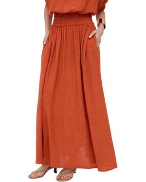 Raffya Sesame Elasticated Waist Maxi Skirt - Red