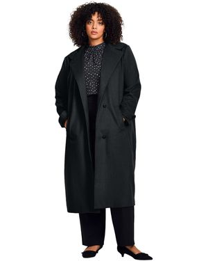 Avenue Funnel Neck Long Coat - Black