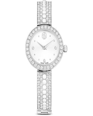 Swarovski Matrix Imitation Pearl Swiss Made Crystal Bangle Bracelet Watch 26 X 26mm - White