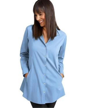 Caldwell Collection Charlotte Peplum No Iron Blouse - Blue