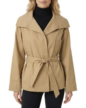 Modenaire Belted Wrap Wide-lapel Jacket - Natural