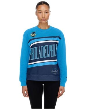 KTZ Philadelphia Phillies Fleece Color Block Crewneck Sweatshirt - Blue