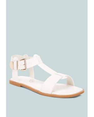 LONDON RAG Yumal Buckled Square Toe Flat Sandals - Blue