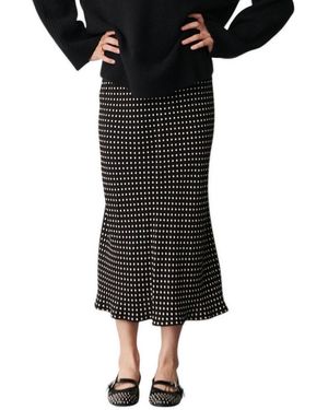 Finery London Evelyn Polka Dot Midi Skirt - Black