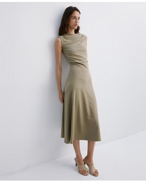 Mango Asymmetrical Draped Dress - Green