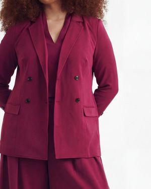 UNIVERSAL STANDARD Plus Size All Day Warren Double Breasted Blazer - Red