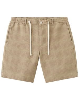 Mango Check Linen-blend Straight-fit Bermuda Shorts - Natural