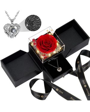 Gnuadz Preserved Roses With Love Necklace Gift - White