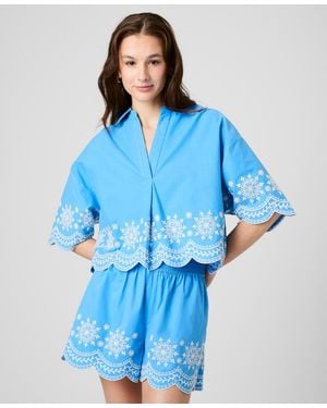 French Connection Alissa Embroidered Top - Blue