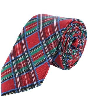 Trafalgar Nicholas Tartan Plaid Silk Necktie And Pocket Square Bundle - Red
