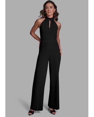 BCBGMAXAZRIA Scuba Crepe Keyhole Jumpsuit - Black
