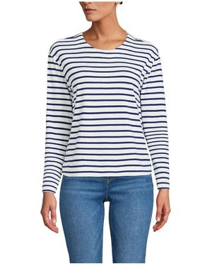 Lands' End Long Sleeve Mariner Jersey Crewneck Tee - Blue