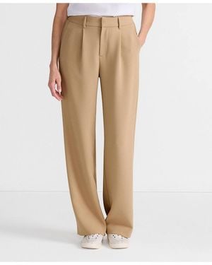 Lands' End Crepe High Rise Pleated Wide Leg Pants - Natural