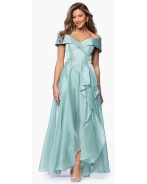 Xscape Sweetheart Neck Off The Shoulder Ruffle Long Dress - Blue