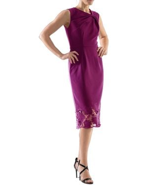 Donna Ricco Donna Rico Asymmetric Twist-neck Lacy-hem Dress - Purple