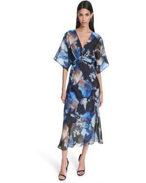 Halston Printed Kimono Dress - Blue