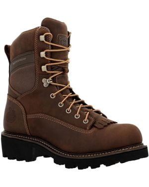 Georgia Boot Core 37 9" Scalloped Heel Waterproof Composite Toe logger Work Boot - Brown