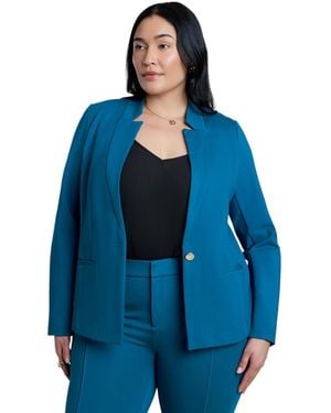Eloquii Plus Size The Ultimate Stretch One Button Blazer - Blue