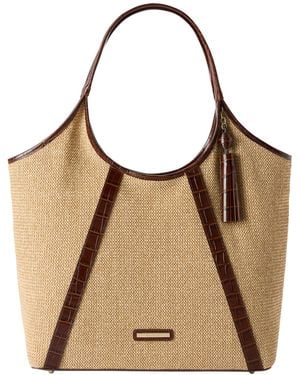 Brahmin Iona Raffia Extra Large Leather Tote Bag - Brown