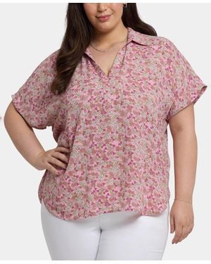 NYDJ Plus Size Becky Short Sleeve Pullover Top - Pink
