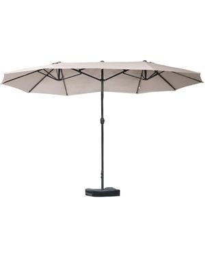 Flynama 15 Ft Double Sided Rectangular Patio Umbrella - White