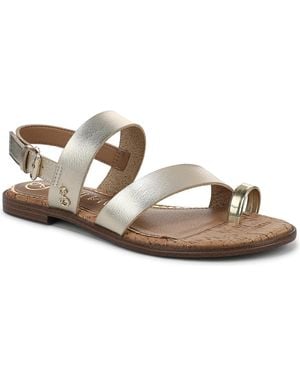 Sam & Libby Perris Toe Loop Strappy Flat Sandals - Brown