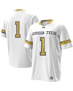 Under Armour Number 1 Georgia Tech Yellow Jackets Away Replica Notch Neck Football Jersey - White