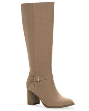 Style & Co. Style Co Ruthh Round Toe Buckle Detail Dress Boots Macys Exclusive - Brown