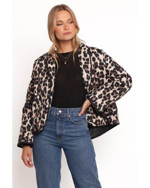 Petal & Pup Marcos Leopard Print Quilted Jacket - Black