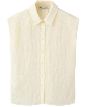 Mango Embroidery Striped Straight-cut Shirt - White