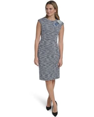 Jessica Howard Petite Applique Detail Sheath Dress - Blue