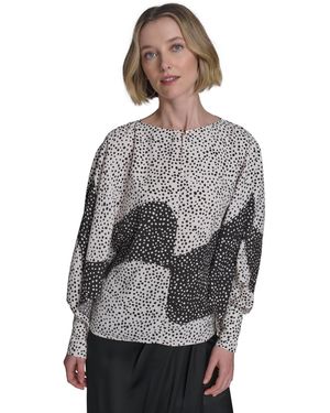 macys womens black and white tops