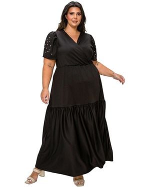 L I V D Plus Size Starlit Soiree Rhinestone Dress - Black