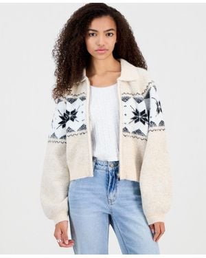 Blank NYC Fair Isle Zip-front Cardigan - White