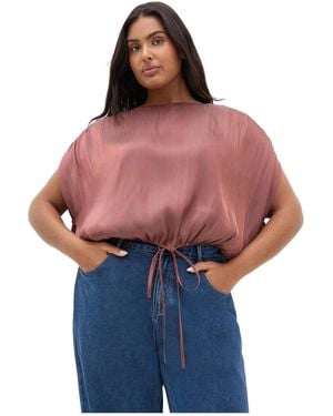 City Chic Plus Size Camilla Drawstring Hem Detail Gathered Shoulder Detail Top