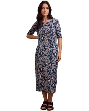 Celtic & Co. Linen Blend Button Back Midi Dress - Blue
